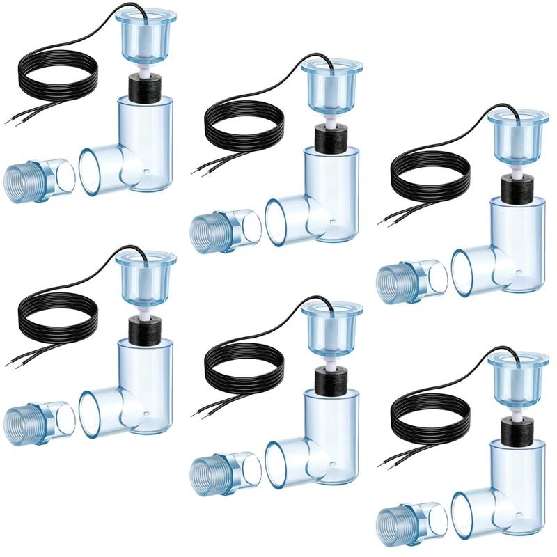 yeesport 6 PCS SS2 AC Float Switches, L Shape AC Float Switch with 3/4 in Adapter & 6 Ft Wire, Water Level Sensor Switch for Air Conditioner Drain, Condensate Overflow Detection, HVAC Safety Accessory - Image 1